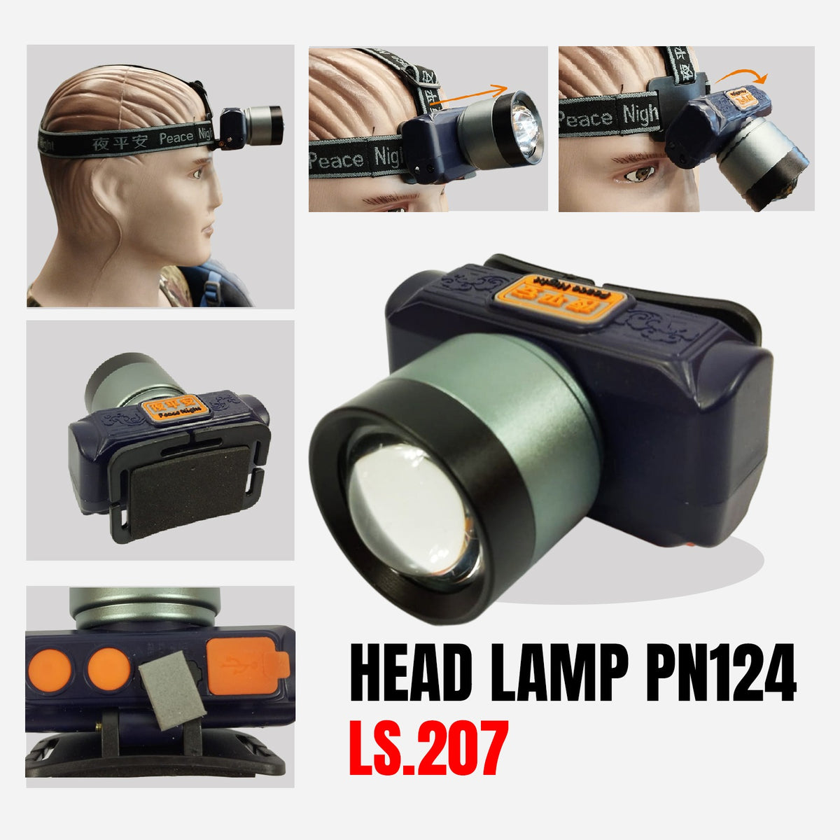 LAMPU KEPALA HEADLAMP WATERPROOF LASER PUTIH USB LED